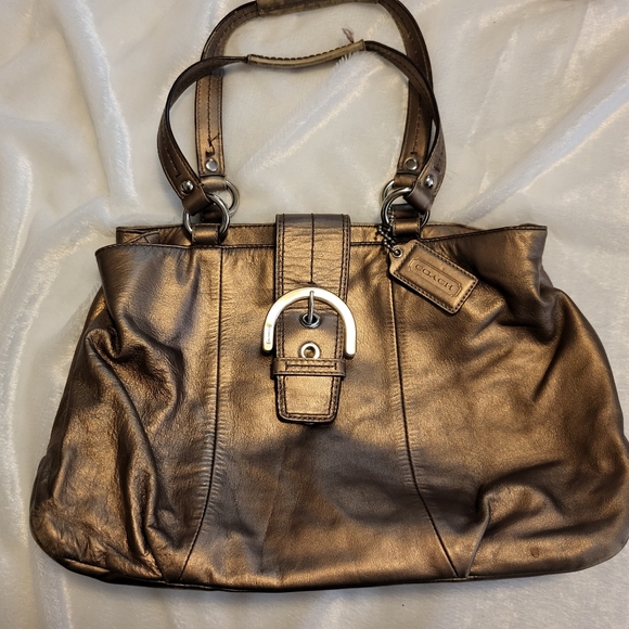 Coach - Vintage Gold with Purple Lining, 9x15x4 - Picture 1 of 11